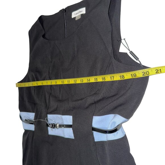 Calvin Klein Women Fit & Flare Casual Formal Dress Sleeveless Black Belt Sz 14 - Picture 7 of 13